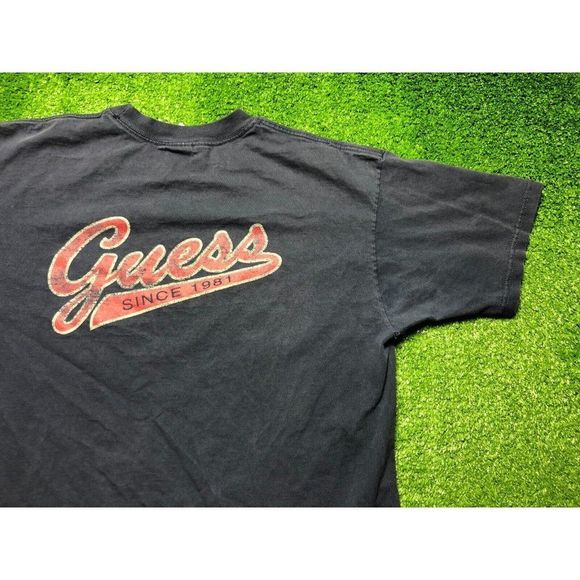 Vintage Guess Men's Short Sleeve Graphic Tee Size Large Blue USA - Picture 1 of 9
